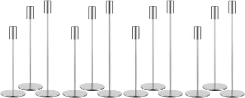 Vista 17 de Juego de 3 Portavelas Negros, Portavelas de Metal para Velas Cónicas, Candelabro Decorativo Clásico para Navidad, Bodas, Fiestas, Mesas de Cena