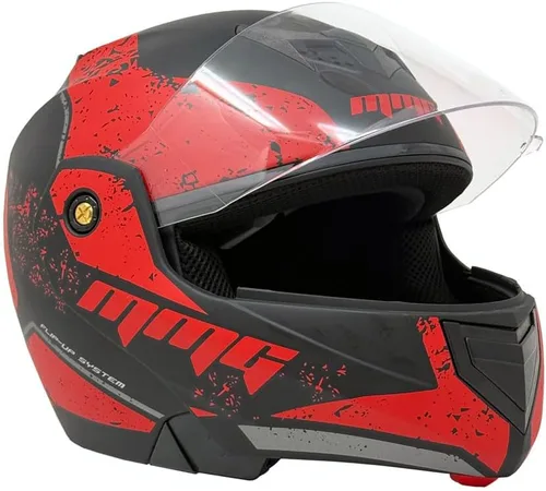 Vista 2 de MMG Casco modular de cara completa para motocicleta para adultos, modelo 34 con visera abatible