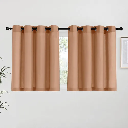 Vista 227 de NICETOWN - Cortinas de lino angora para ventana de cocina sobre el fregadero, con ojales, lino grueso angora, tratamientos cortos para ventanas
