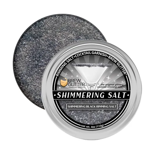 Vista 4 de Brew Glitter - Sal negra brillante (4 onzas, 1 lata de barra) para cóctel comestible con purpurina mezclada para bebidas y bebidas