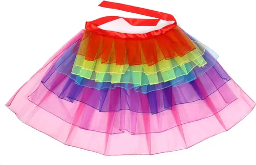 Vista 5 de SATINIOR Falda tutú arcoíris para mujer, falda de tul en capas para disfraz de cosplay