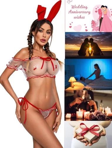 Vista 132 de Avidlove - Conjunto de brasier y braga con volantes, conjunto de lencería tipo babydoll de malla
