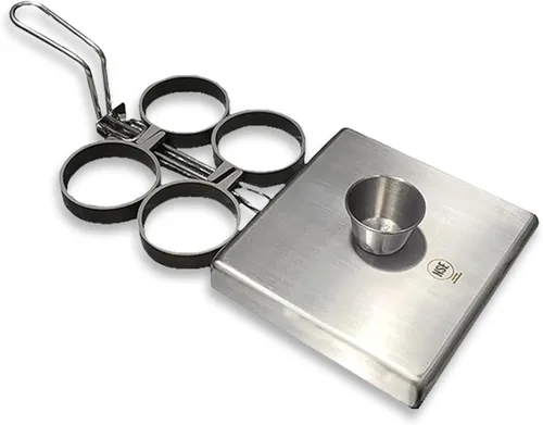 Vista 10 de Rattleware Anillos para huevos de acero inoxidable, grado comercial, cocción uniforme, mango resistente al calor, ideales para freír huevos