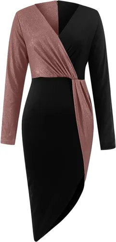 Vista 4 de ZEFOTIM Vestidos sexy para mujer, sin dormir, midi ajustado, con abertura, sexy, envolvente, vestidos de fiesta y club