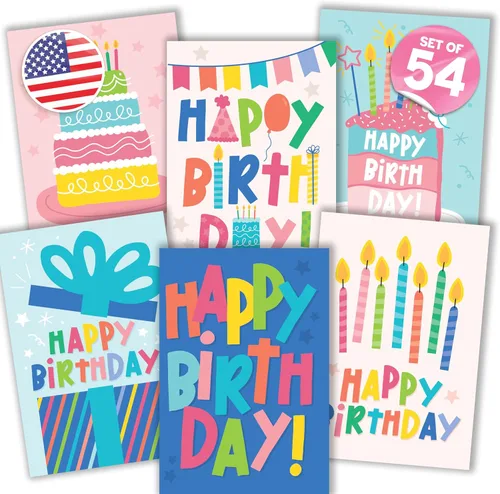 Vista 10 de 24 tarjetas de cumpleaños a granel con sobres, tarjetas de feliz cumpleaños Pastel colorido 24 piezas