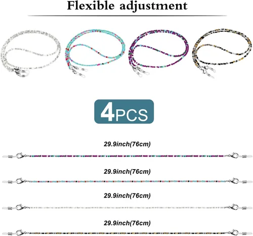 Vista 2 de ONESING 4-10 Pcs Eyeglass Chains for Women Eyeglasses String Holder Glasses Strap Eyewear Chain Glasses Cord Lanyard Gift