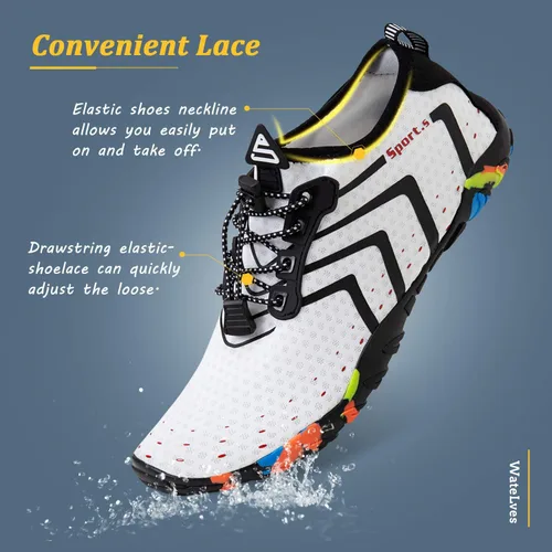 Vista 9 de WateLves - Zapatos de agua para hombres y mujeres, con sensación de estar descalzo, para natación, playa, piscina, surfear, hacer yoga o ejercicio