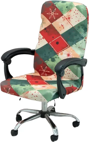 Vista 8 de Fundas navideñas para silla de oficina, funda protectora universal elástica para silla de jefe de respaldo alto moderno y sencillo (XMAS01, L)
