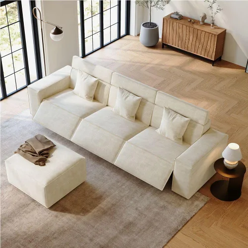 Vista 10 de Sofá eléctrico de 85 pulgadas, sofás modulares para sala de estar, moderno sofá biplaza reclinable grande, cómodo sofá nube de terciopelo
