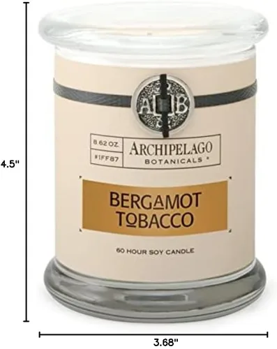 Vista 6 de Archipelago Botanicals Vela perfumada vertida a mano de cera premium, quema aproximadamente 60 horas, tabaco de bergamota, vela de soja en tarro