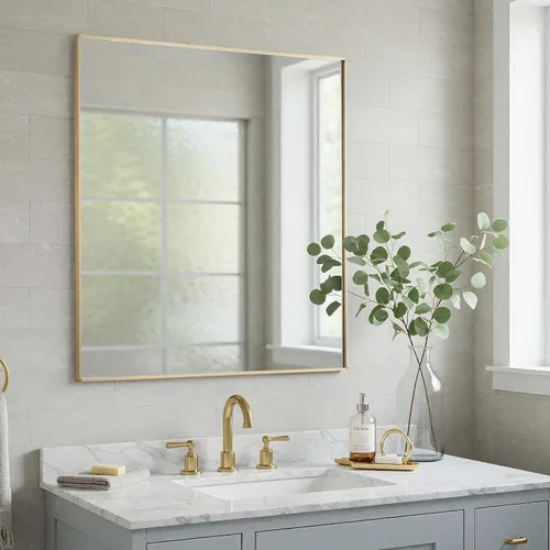 Vista 10 de LEDLUX Espejo de baño negro de 20 x 36 pulgadas, espejo sin cobre, espejo de tocador con marco de aleación de aluminio, espejo rectangular montado
