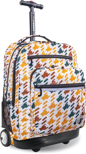 Vista 24 de J World Sundance Mochila Rodante para Laptop para Niñas y Niños. Mochila Escolar con Ruedas, Rombos negro, 20 pulgadas