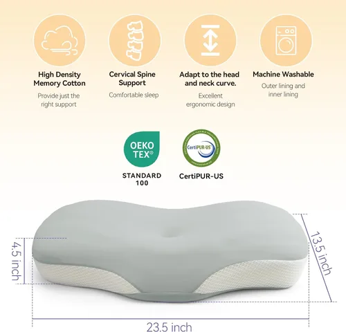 Vista 4 de Almohada Cervical para el Cuello para Alivio del Dolor - Almohada Refrescante para Dormir de Lado, Almohadas Ergonómicas de Espuma con Memoria
