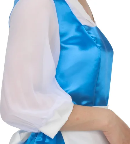 Vista 5 de Disfraz de Bella para adultos, vestido azul de sirvienta, vestido de princesa de belleza, vestido de fiesta de Halloween, vestido de baile