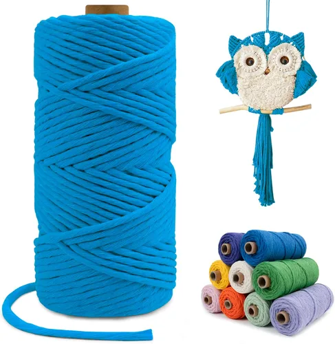 Vista 60 de Cuerda de macramé de una sola hebra de 0.197 in x 110 yardas, cuerda de macramé de algodón natural de 0.197 in, cuerda de algodón grueso para colgar
