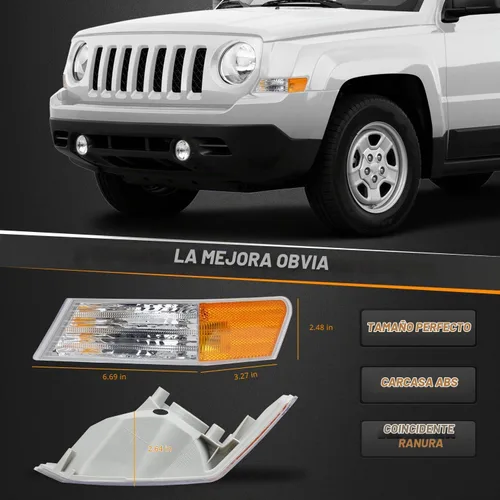 Vista 2 de HERCOO Cubierta de lámpara de luz intermitente frontal Compatible con Jeep Patriot 2007 2008 2009 2010 2011 2013 2014 2015 2016 2017 Luz de esquina