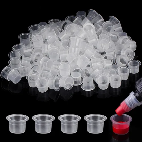 Vista 9 de Autdor Tapas de tinta pequeñas – 200 piezas de vasos de pigmento de tatuaje, vasos desechables de tinta de tatuaje para Microblading, maquillaje