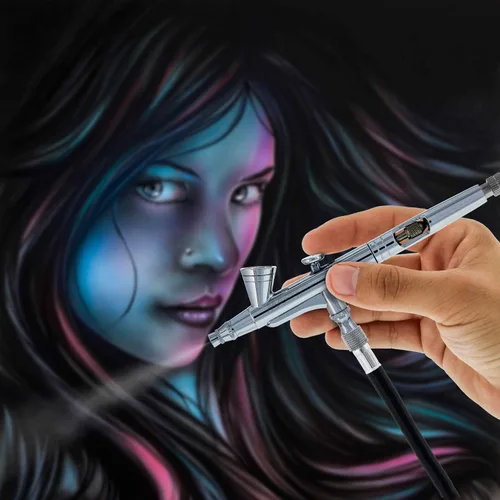 Vista 6 de Master Performance G266 Pro Set Master Airbrush con 3 juegos de boquillas (agujas de 0.2, 0.3 y 0.020 in, puntas de líquido y tapas de aire), mango