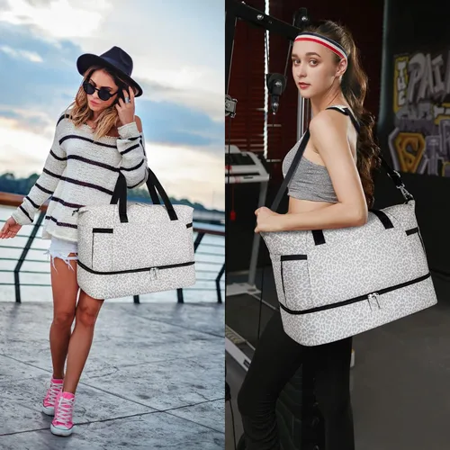 Vista 7 de Gym Bag for Women Weekender Bag with Waterproof Shoe Compartment Sports Travel Duffel 3pcs Set Carry On Overnight Bags for Business Trip Travel Gym