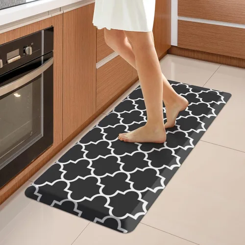 Vista 48 de WISELIFE Tapete de cocina acolchado antifatiga, 17.3 x 28 pulgadas, antideslizante, resistente, de PVC, ergonómico, impermeable, cómodo