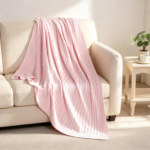 Vista 3 de NTBAY Manta de punto trenzado de 100 % algodón puro, súper suave y cálida de 51 x 67 pulgadas, para sofá, silla, cama, extra acogedora, lavable a