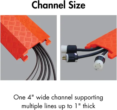 Vista 6 de Checkers Protector de cable ligero de 1 canal de 3 pies de largo para múltiples líneas de 1 pulgada, cubierta de cable de piso para pasarelas