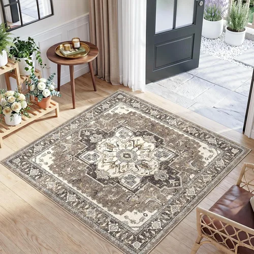 Vista 38 de Alfombra lavable para entrada de 2x3 pies - Alfombra pequeña de entrada vintage desgastada oriental antideslizante que no suelta pelusa, suave