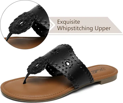 Vista 4 de katliu Sandalias planas para mujer, sandalias elegantes