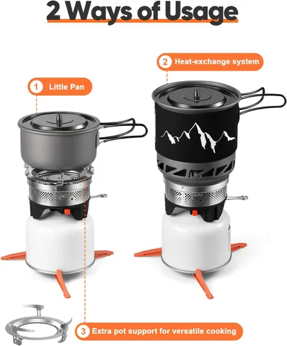 Vista 2 de Odoland 1L Heat Exchanger Backpacking and Camping Stove System