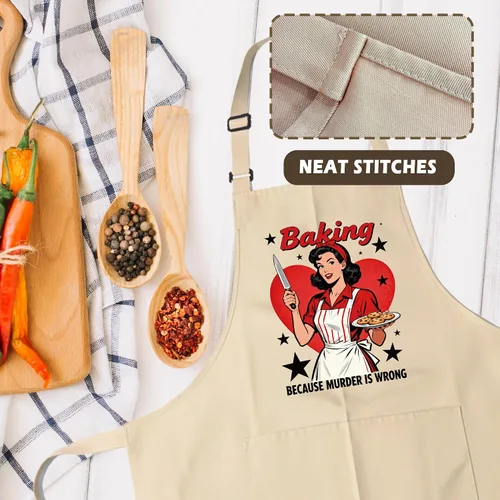 Vista 4 de Delantales divertidos para mujeres - Regalo de repostería para mujeres, regalos de Navidad, día de la madre y cumpleaños, perfectos para cocinar