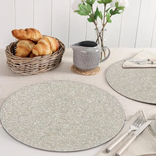 Vista 10 de Cargador Redondo con Cuentas de 13", Blanco, Mantel Decorativo para Mesa de Comedor, Cargador Brillante para Fiestas y Navidad, Decoración de Mesa