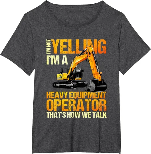 Vista 6 de Camiseta de la retroexcavadora de la construcción del operador del equipo pesado Asphalt Grey
