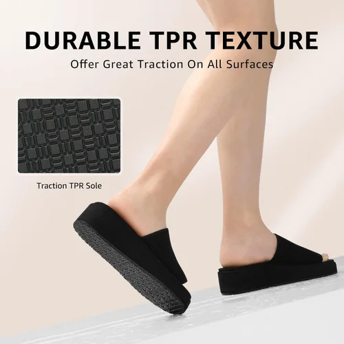 Vista 7 de STQ Sandalias de plataforma para mujer, bonitas sandalias gruesas con espuma viscoelástica cómoda