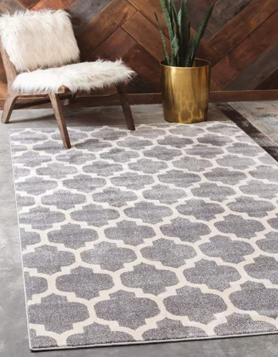 Vista 52 de Unique Loom Trellis Collection - Alfombra de área de Filadelfia, rectangular de 2 pies 2 pulgadas x 3 pies, color morado y marfil