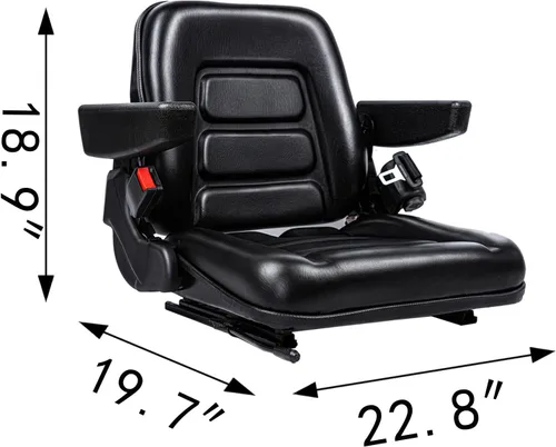 Vista 8 de SEATIN Asiento Universal para Montacargas, Asiento de Tractor, con Micro Interruptor, Reposabrazos y Cinturón de Seguridad, para Tractor, Cortadora