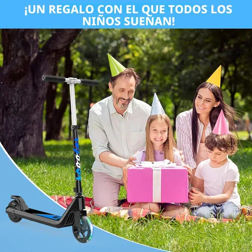 Vista 9 de LINGTENG Patinete Eléctrico para Niños de 6 a 10 Años, Patinete de Impulso con Arranque por Patada con Velocidad y Altura Ajustables, Rueda Luminosa