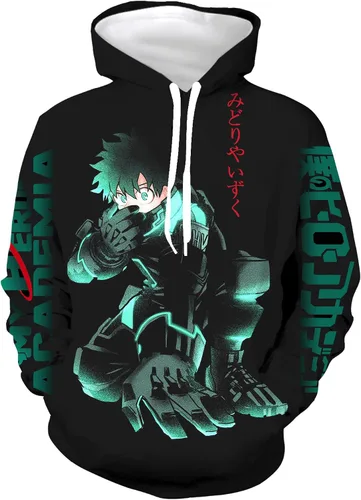 Vista 3 de CHLOBLOM Deku - Sudadera con capucha y estampado 3D de anime para cosplay