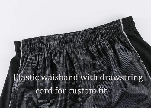 Vista 5 de Pantalones cortos de baloncesto para hombre, de secado rápido, con cordón y bolsillos, para correr y gimnasio