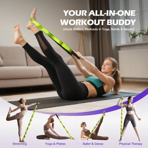 Vista 8 de ROSAPOAR Correa elástica con bucles, correas de yoga no elásticas para terapia física, bandas elásticas duraderas para ejercicio, entrenamiento