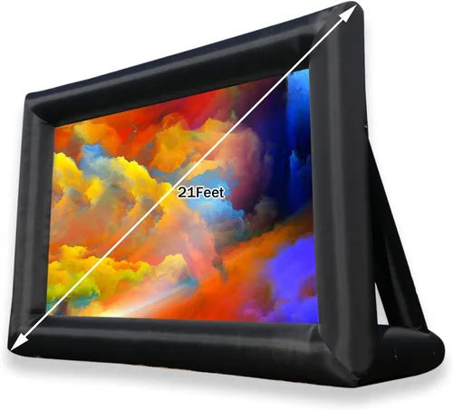 Vista 11 de Pantalla de proyector de película inflable de 16 pies, pantalla de proyector para interiores y exteriores con bolsa de transporte para proyección