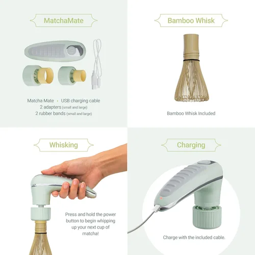 Vista 4 de Matcha Mate Batidor de bambú eléctrico - Batidor tradicional Electronic Precision, Rechargeable Portable Tea Frother, Stirrer, Mixer, Making