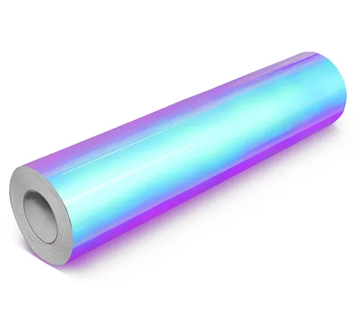 Vista 2 de VViViD DECO65 - Rollo de vinilo adhesivo holográfico de unicornio de alto brillo de ópalo azul a morado para máquinas troqueladoras y trazadoras