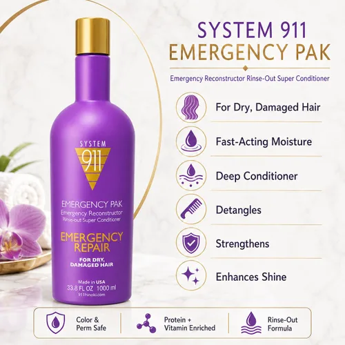 Vista 4 de HAYASHI System 911 Emergency Pak - Acondicionador profundo, 33.8 onzas Acondicionador de enjuague profundo para cabello seco, quebradizo