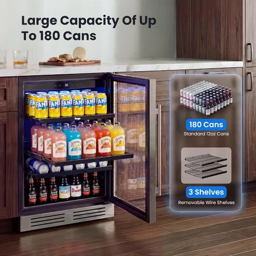 Vista 3 de Yeego Refrigerador de bebidas de 24 pulgadas - Refrigerador de bebidas de Plateado