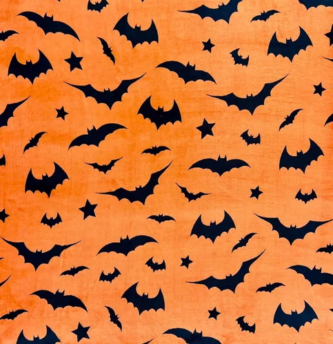 Vista 7 de Manta de forro polar de Halloween, murciélagos negros sobre fondo naranja, 50 x 70 pulgadas Ultra-soft cozy flannel fleece, for sofa couch bed
