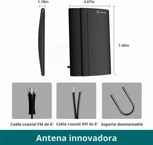 Vista 3 de Antena de radio AM/FM amplificada digital interior para radio estéreo universal Receptor de difusión RF de señal de audio