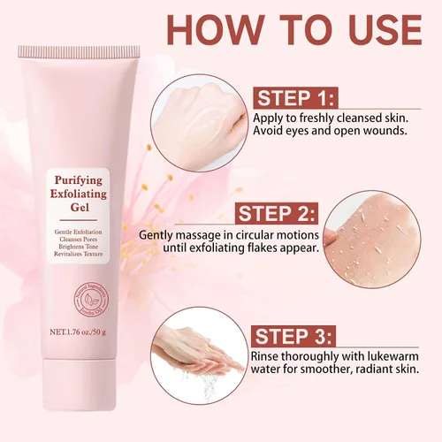 Vista 6 de Gel exfoliante purificador, limpiador exfoliante facial suave, gel exfoliante hidratante natural para cara y cuerpo, limpieza profunda e hidratante