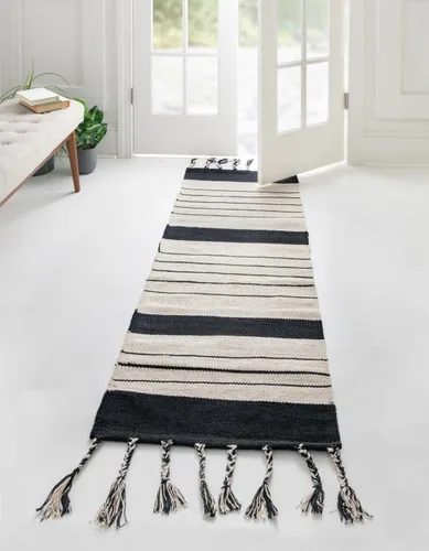 Vista 23 de Unique Loom Chindi Cotton Collection - Alfombra de área - Sophie (2 pies 2 pulgadas x 6 pies 1 pulgada, color aguamarina y blanco)
