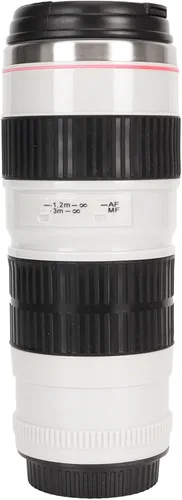 Vista 10 de Taza de café de acero inoxidable, lente de cámara, taza de café, resistente a la rotura, congelador, segura para viajes (negro)