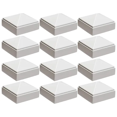Vista 19 de Tapa de poste piramidal de aluminio de 2 x 2 pulgadas para postes de metal, ajuste a presión, color blanco con recubrimiento en polvo, resistente al
